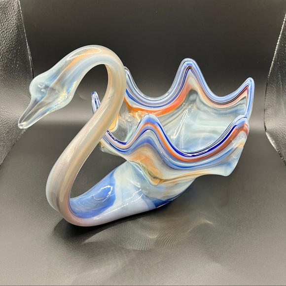 Vintage Hand-blown Art Glass Swan Bowl/Planter - Picture 7 of 11